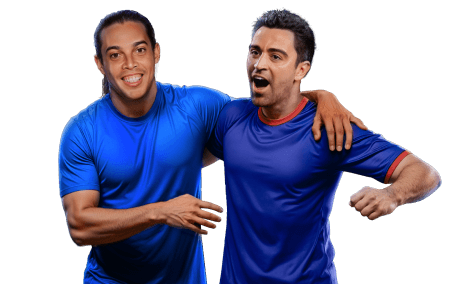 Soccer players celebrating